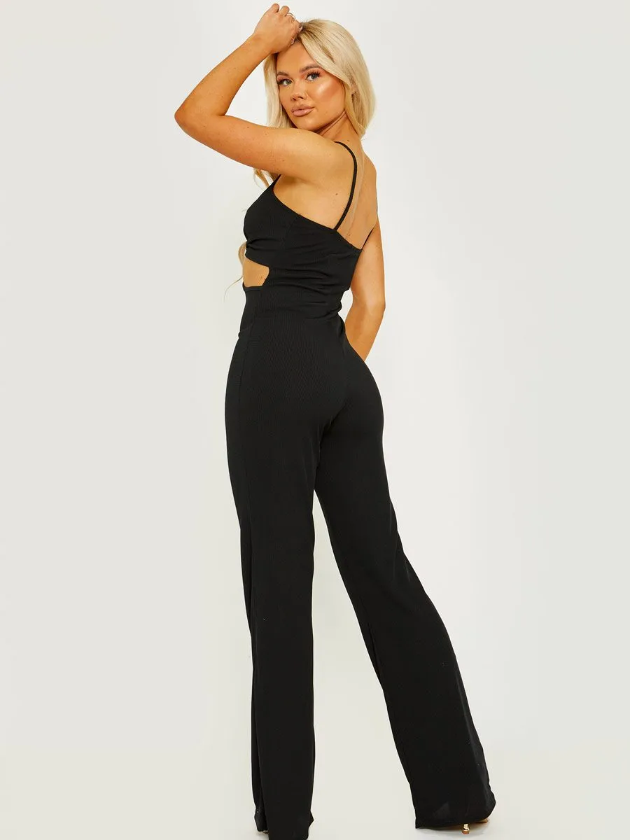 Devin Cut Out Ribbed Cami Jumpsuit In Black sold by Vivichi product image thumbnail 4