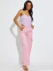 Layla Ruched Mesh Bandeau Corset Crop Top In Lilac sold by Vivichi