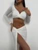 **PRE-ORDER** Olga Gather Detail Crop Top & Slit Skirt In White sold by Vivichi