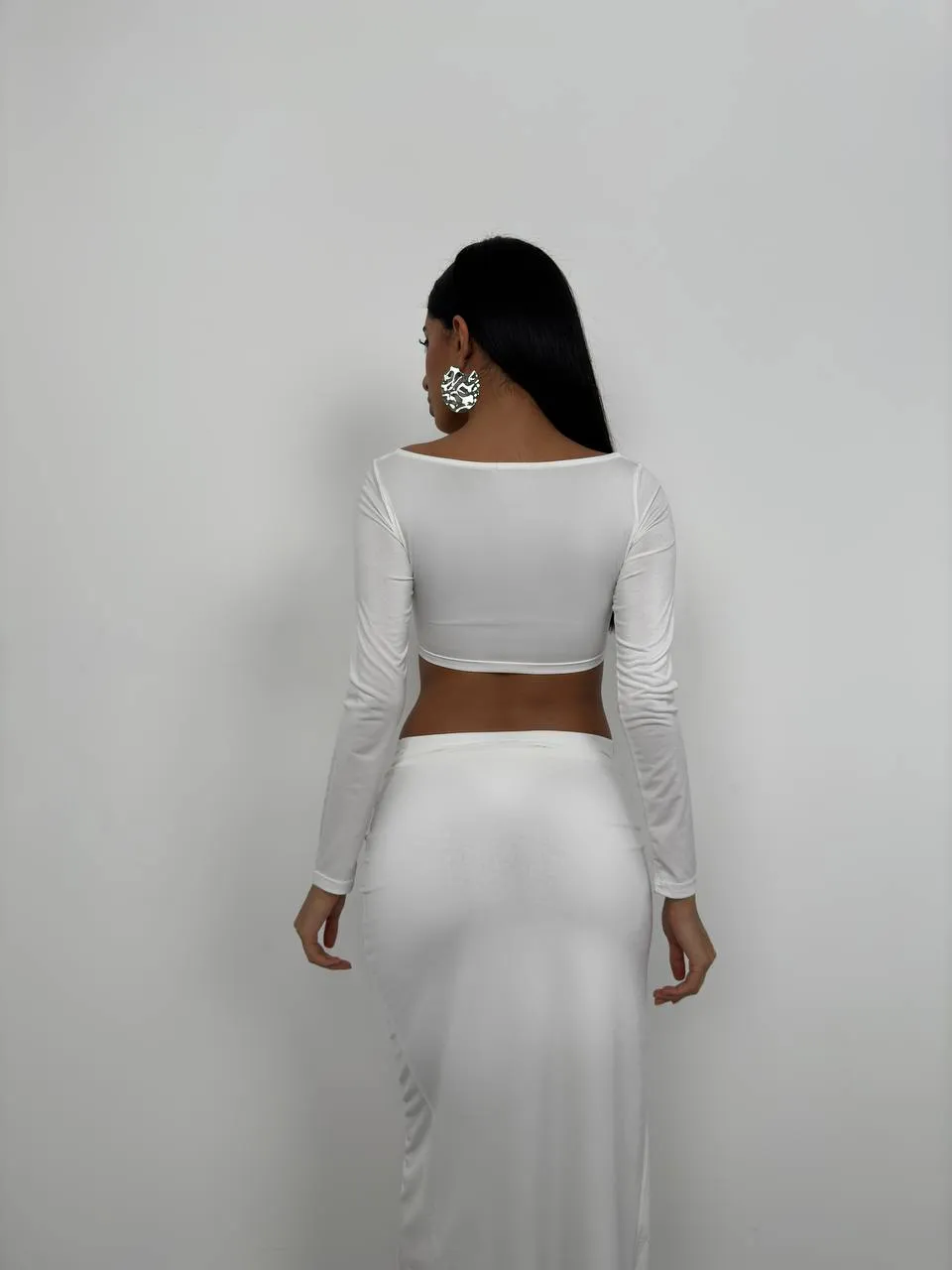 **PRE-ORDER** Olga Gather Detail Crop Top & Slit Skirt In White sold by Vivichi product image thumbnail 5