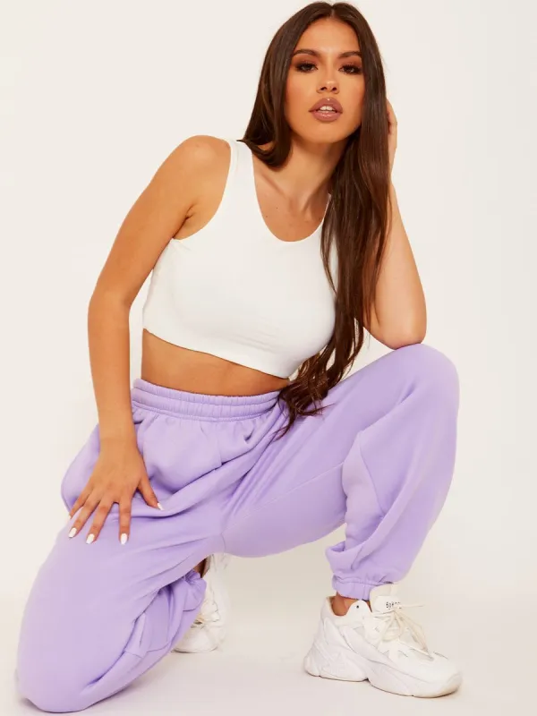 Barbara Oversized Fleeced Joggers In Lilac sold by Vivichi