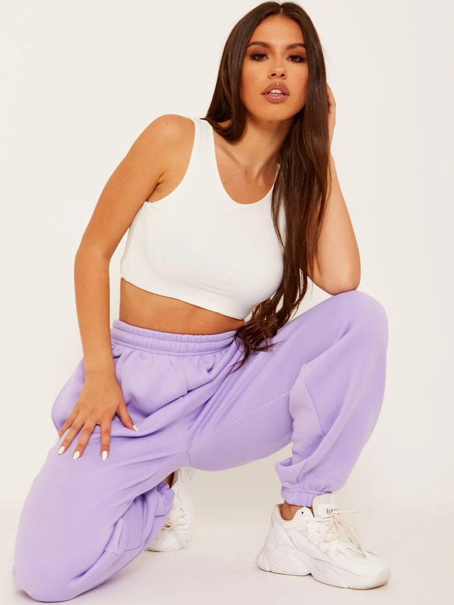 Barbara Oversized Fleeced Joggers In Lilac sold by Vivichi