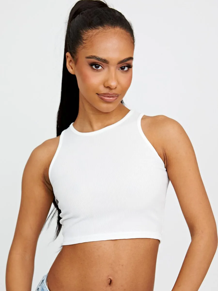 Jess Plain Ribbed Vest Crop Top In Cream sold by Vivichi product image thumbnail 3