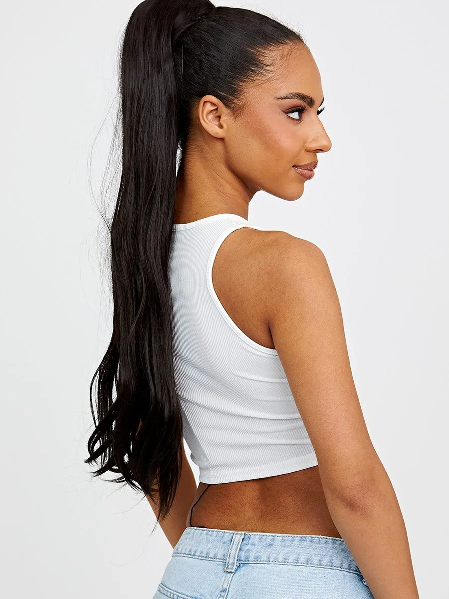 Jess Plain Ribbed Vest Crop Top In Cream sold by Vivichi product image thumbnail 4