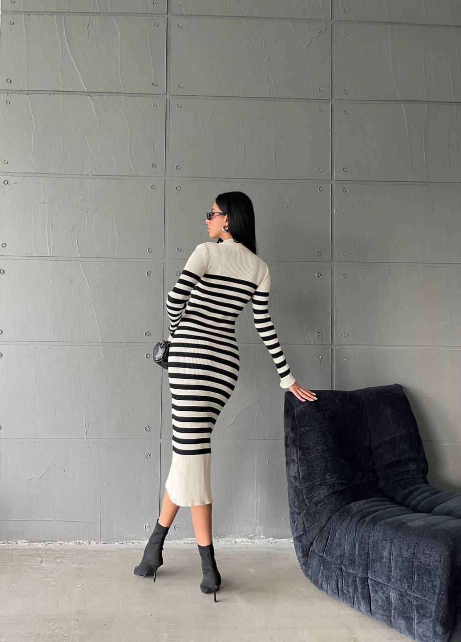 **PRE-ORDER** Shay Striped Knitted Midi Dress In Cream sold by Vivichi product image thumbnail 4