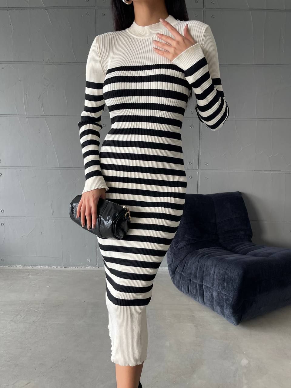 **PRE-ORDER** Shay Striped Knitted Midi Dress In Cream sold by Vivichi product image thumbnail 2