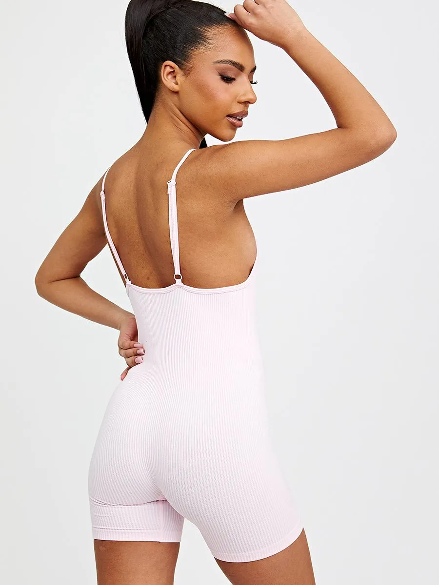 Erika Strappy Ribbed Basic Unitard In Pink sold by Vivichi product image thumbnail 4