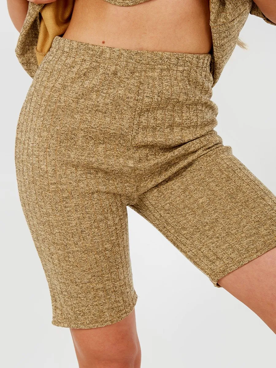 Melange Knit Oversized T-Shirt & Shorts Co-ord In Beige sold by Vivichi product image thumbnail 4
