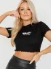 Veronika Malibu Embroidered Rib Crop Top In Black sold by Vivichi