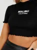 Veronika Malibu Embroidered Rib Crop Top In Black sold by Vivichi