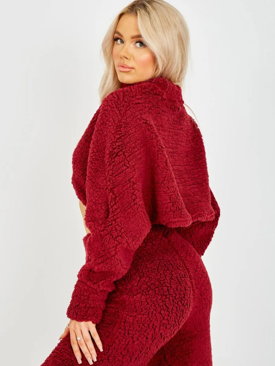 Elsie Teddy Crop Top & Trouser Co-ord In Wine sold by Vivichi product image thumbnail 5