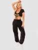 Jodie Self-Tie Cropped Top In Black sold by Vivichi