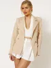 Harriet Oversized Button Detail Blazer In Stone sold by Vivichi