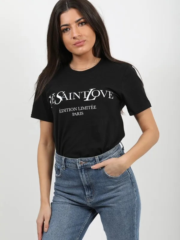 Aria Ye Saint Love Printed T-Shirt In Black sold by Vivichi