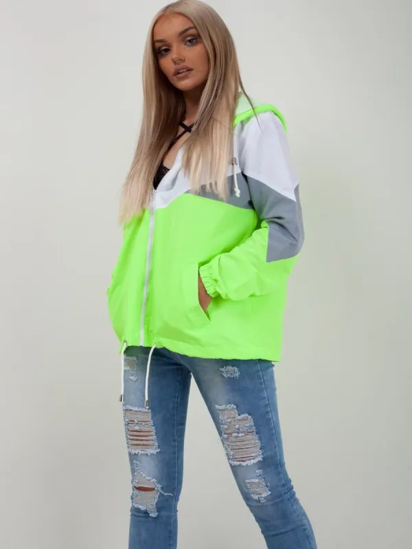 Leilani Contrast Colour Block Festival Jacket In Neon Green sold by Vivichi