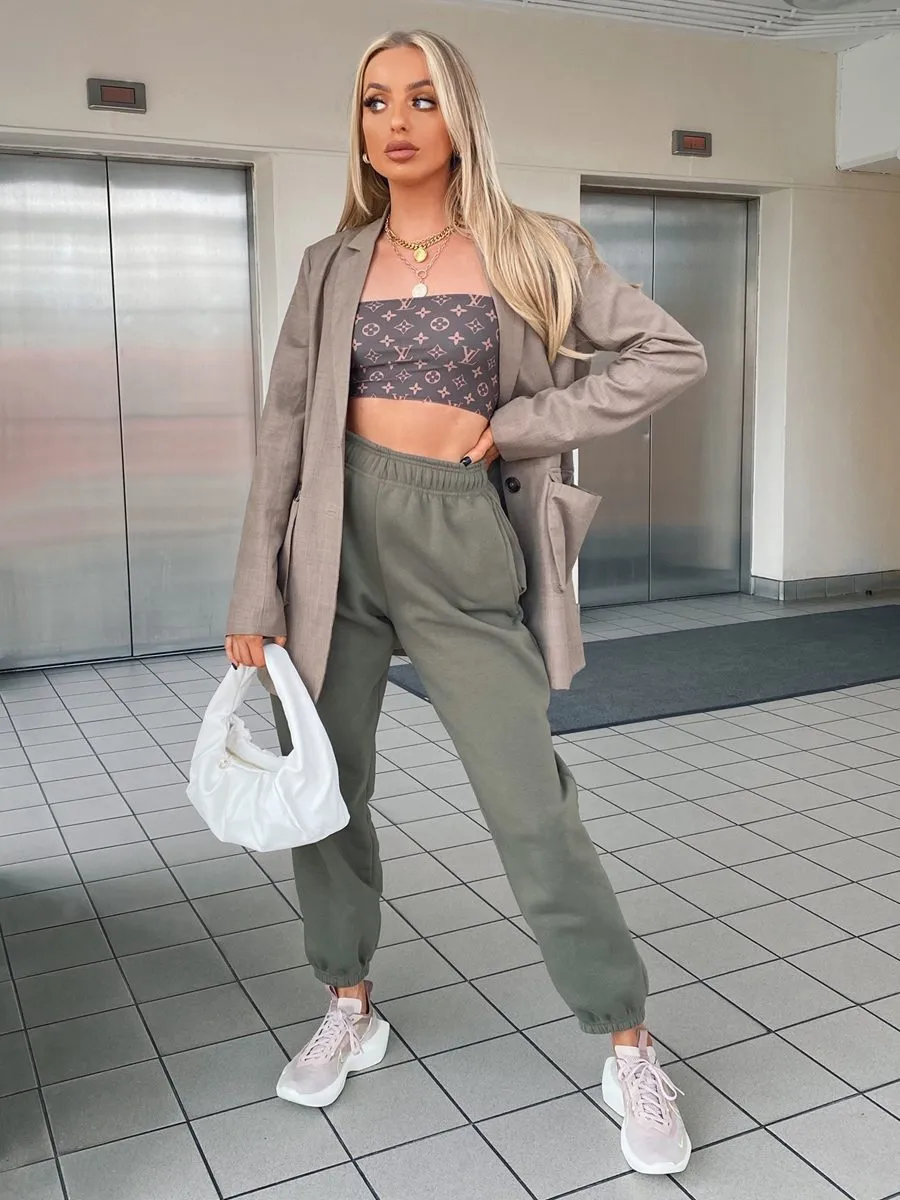 Barbara Oversized Fleece Joggers In Khaki sold by Vivichi product image thumbnail 4