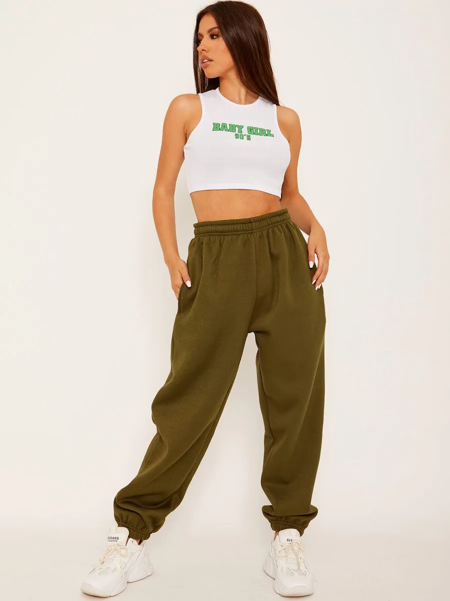 Barbara Oversized Fleece Joggers In Khaki sold by Vivichi product image thumbnail 5