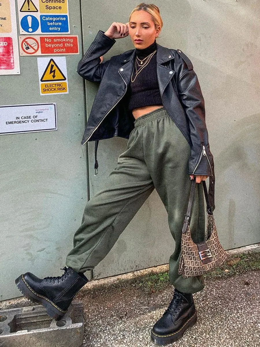 Barbara Oversized Fleece Joggers In Khaki sold by Vivichi product image thumbnail 2