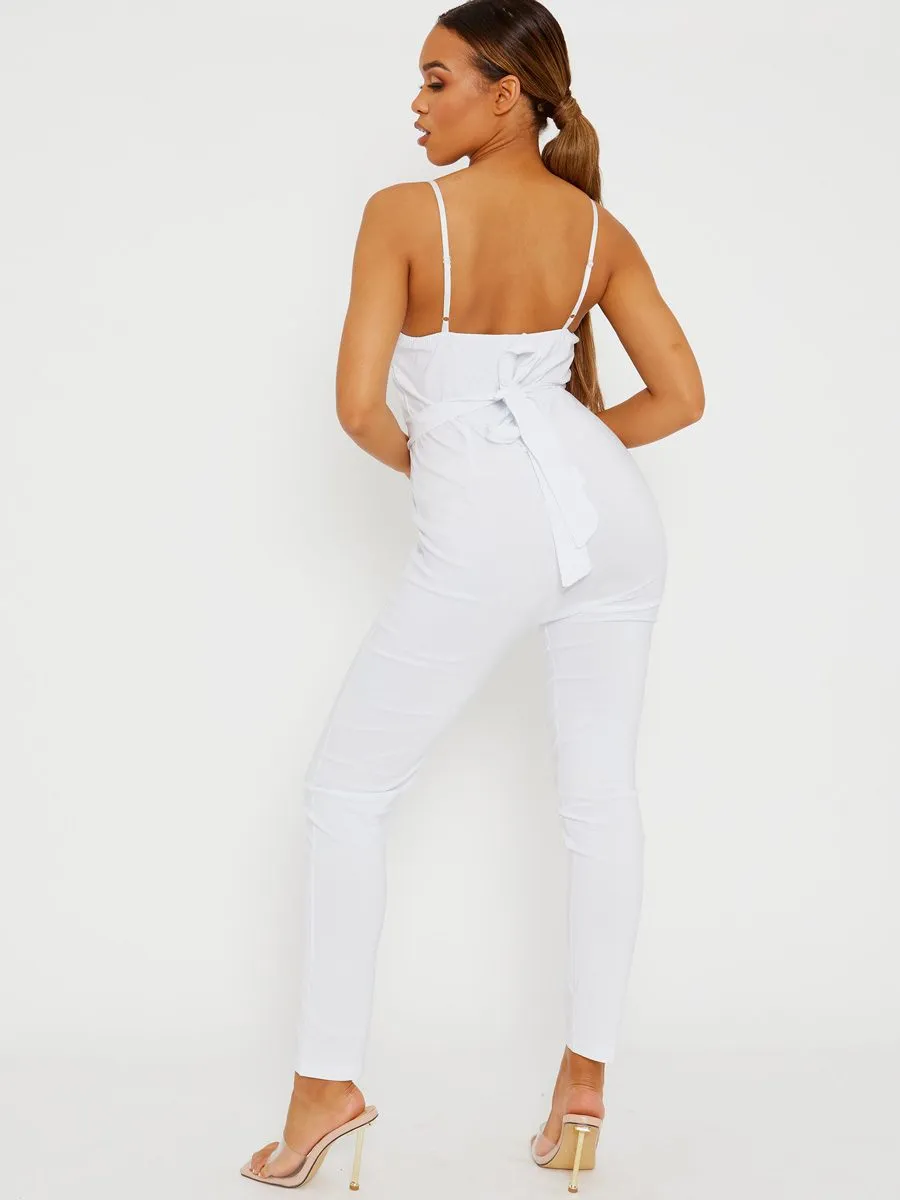 Keyra Zip Front Belted Cami Jumpsuit In White sold by Vivichi product image thumbnail 2
