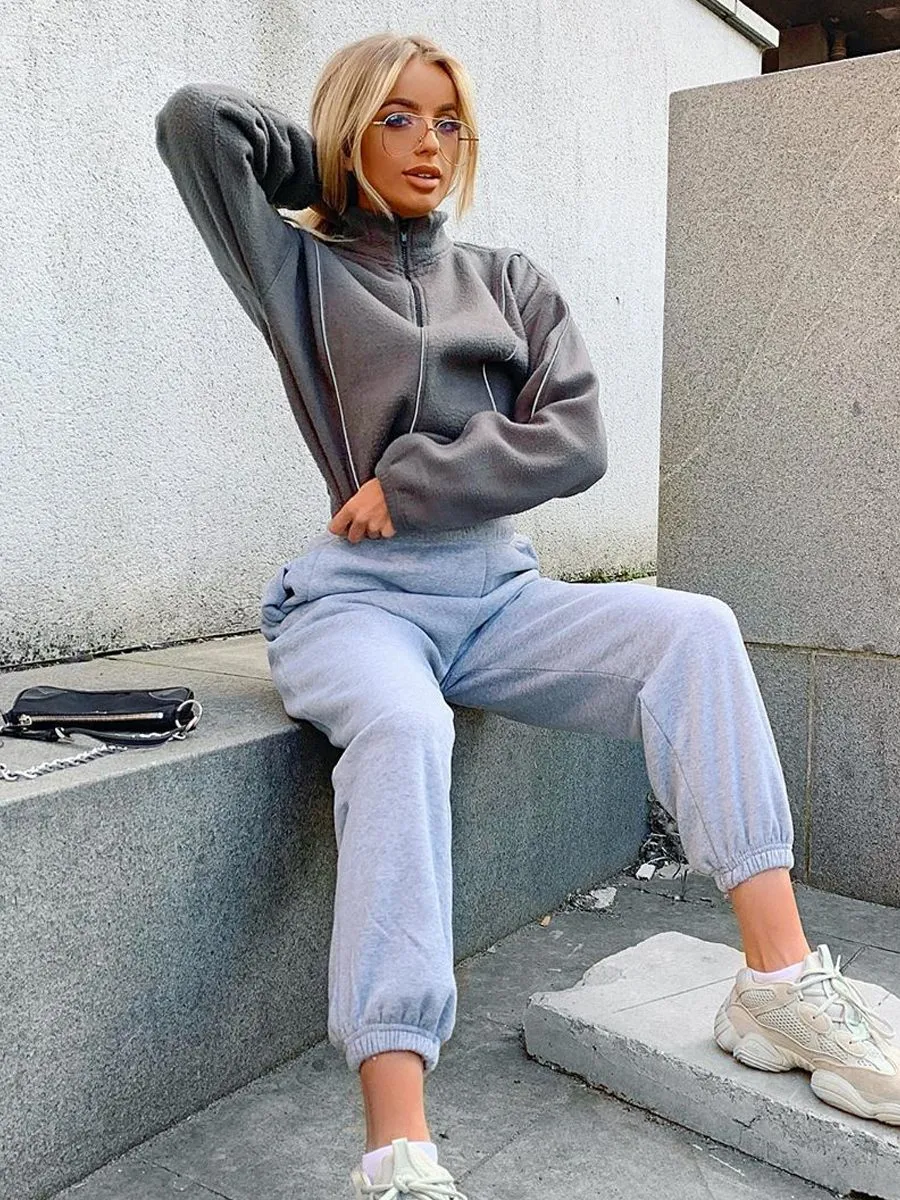 Barbara Oversized Fleece Joggers In Grey sold by Vivichi product image thumbnail 3