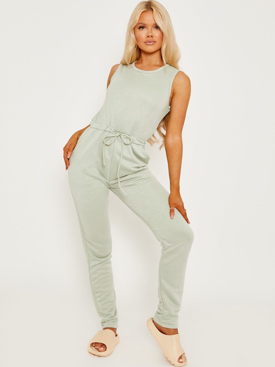 Evie Tie Knot Back Sleeveless Jumpsuit In Green sold by Vivichi