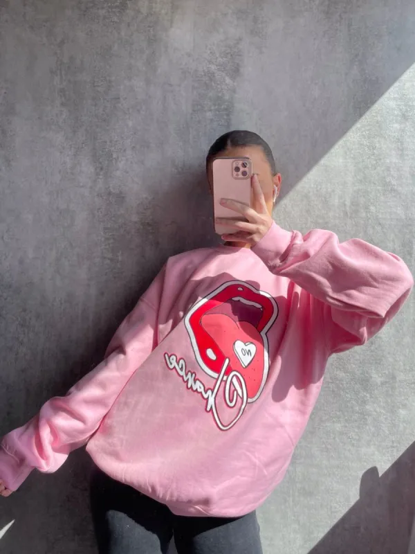 Emilly No Chance Graphic Sweatshirt Jumper In Pink sold by Vivichi