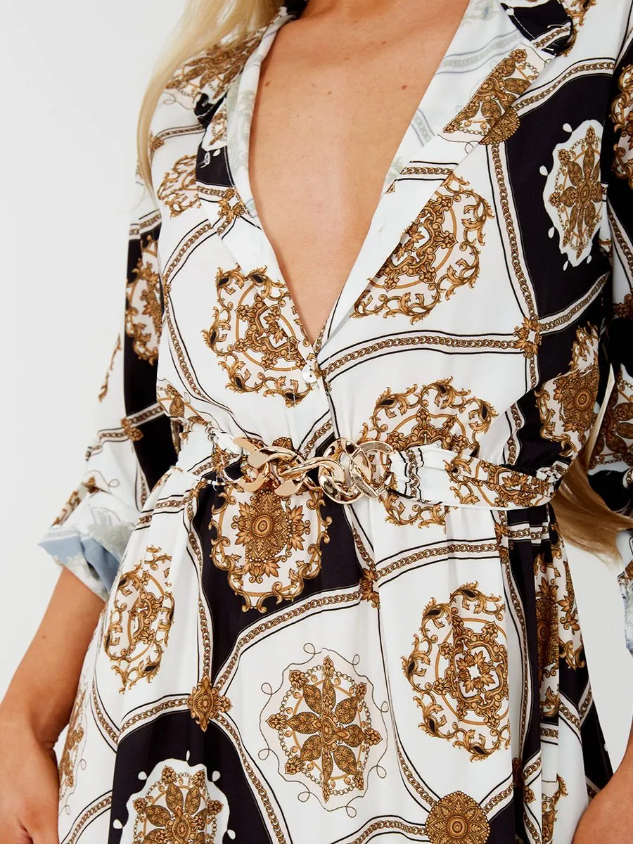 Erica Chain Detail Pattern Print Maxi Dress In Monochrome sold by Vivichi product image thumbnail 3