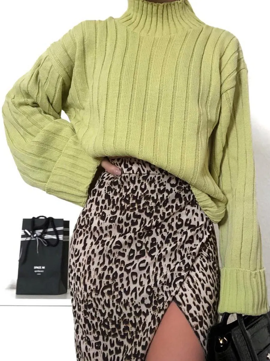 Karlie Turtle Neck Knitted Jumper In Lime sold by Vivichi