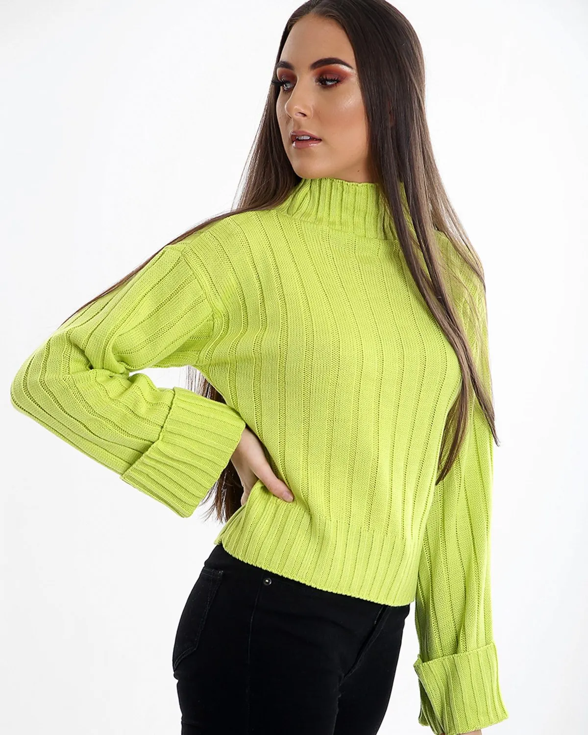 Karlie Turtle Neck Knitted Jumper In Lime sold by Vivichi product image thumbnail 3