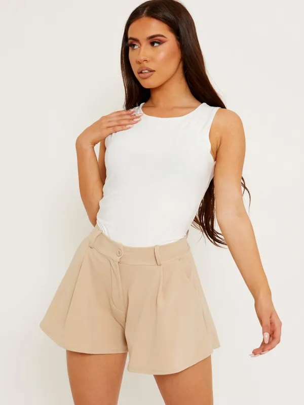 Nicolle Slinky Racer Back Sleeveless Bodysuit In Cream sold by Vivichi