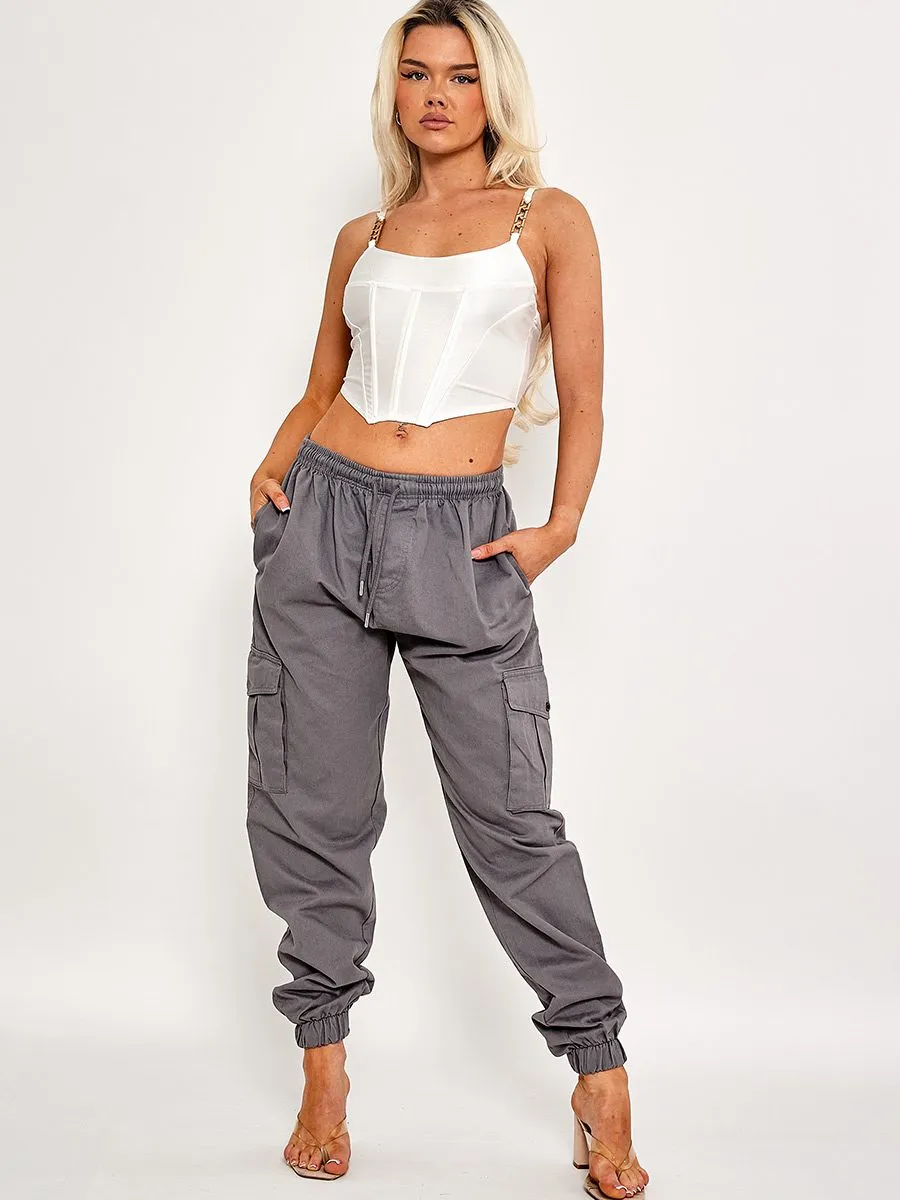 Bianka Twill Fabric Cargo Trousers In Grey sold by Vivichi product image thumbnail 2