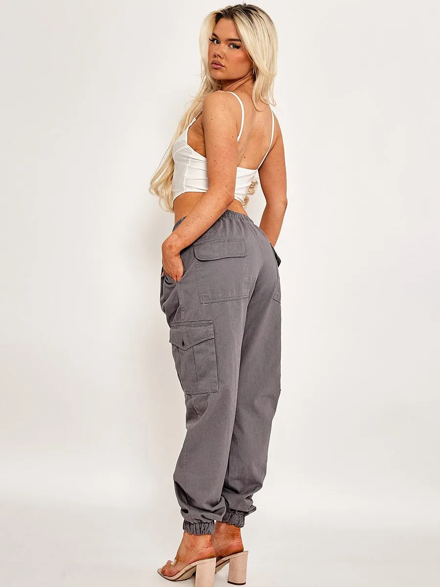 Bianka Twill Fabric Cargo Trousers In Grey sold by Vivichi product image thumbnail 3