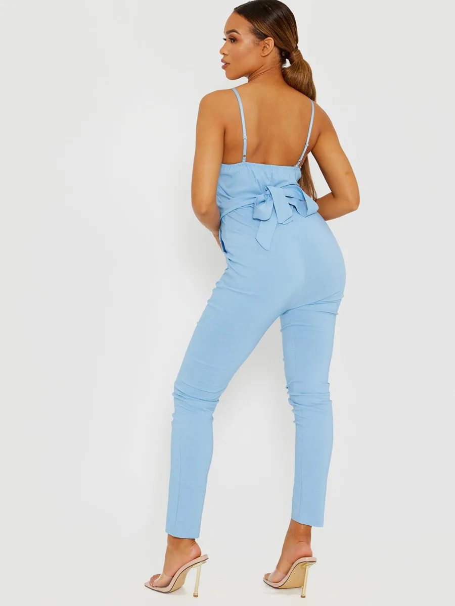 Keyra Zip Front Belted Cami Jumpsuit In Blue sold by Vivichi product image thumbnail 3