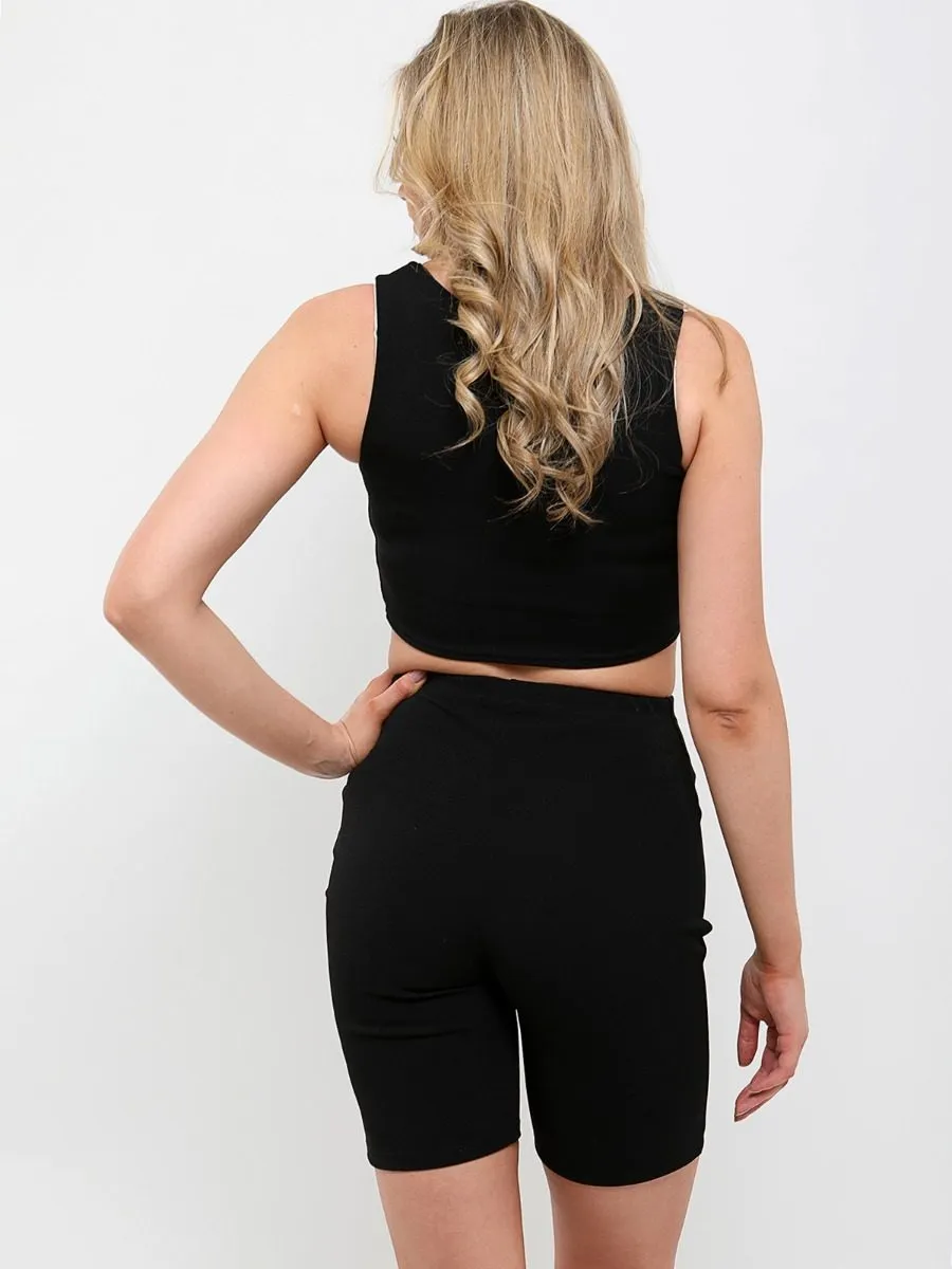 Liza Crop Top & Cycling Shorts Co-ord In Black sold by Vivichi product image thumbnail 5