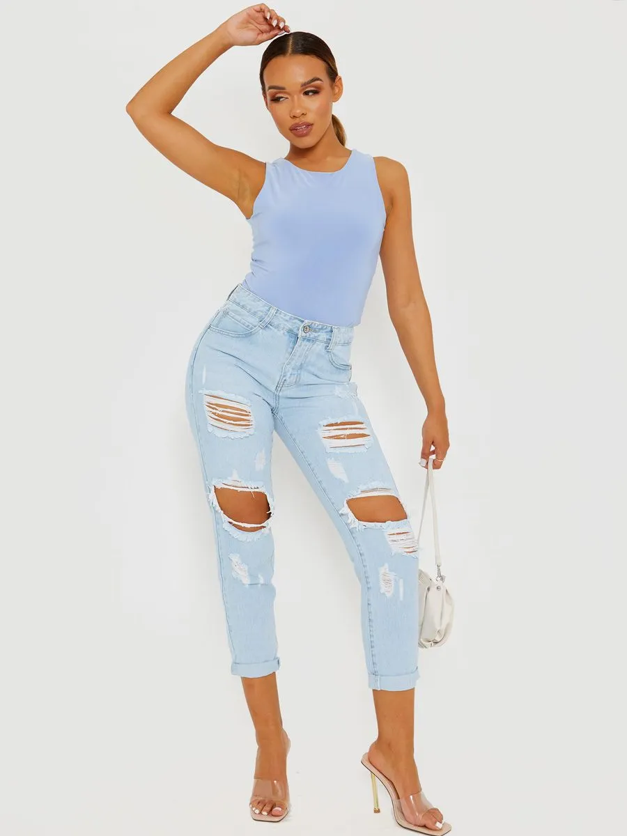 Nicolle Slinky Racer Back Sleeveless Bodysuit In Blue sold by Vivichi product image thumbnail 2