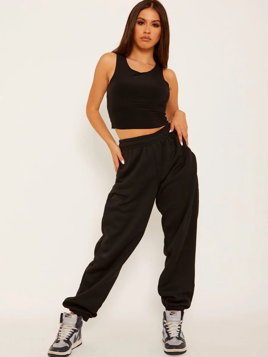 Barbara Oversized Fleece Joggers In Black sold by Vivichi