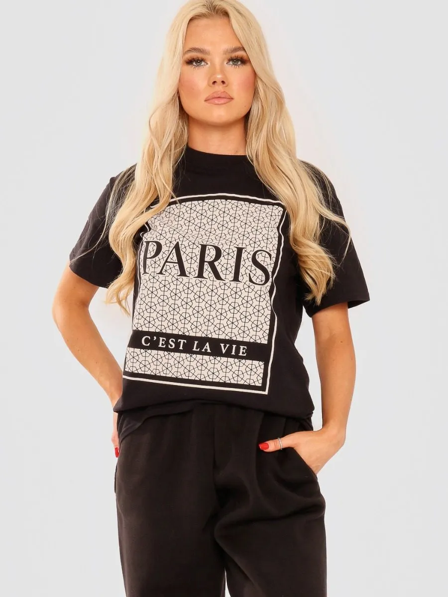 Danna Geometric Paris Graphic Printed T-Shirt In Black sold by Vivichi product image thumbnail 4