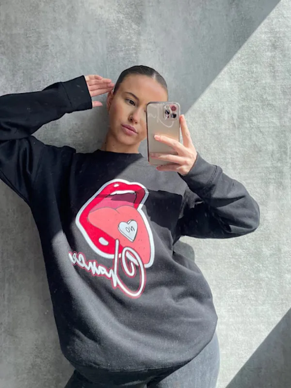 Emilly No Chance Graphic Sweatshirt Jumper In Black sold by Vivichi