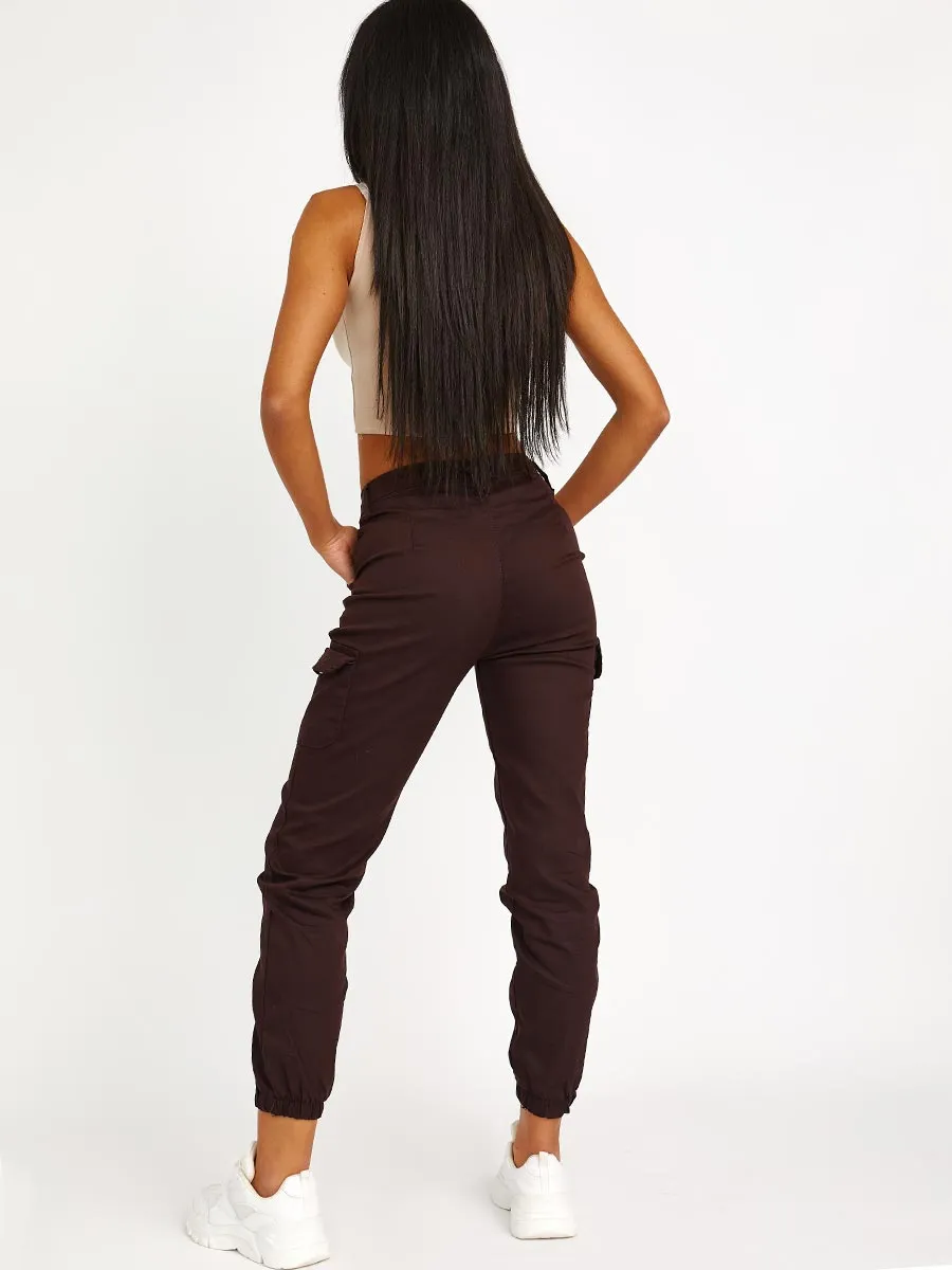 Carlia Cuffed Hem Cargo Trousers In Brown sold by Vivichi product image thumbnail 3