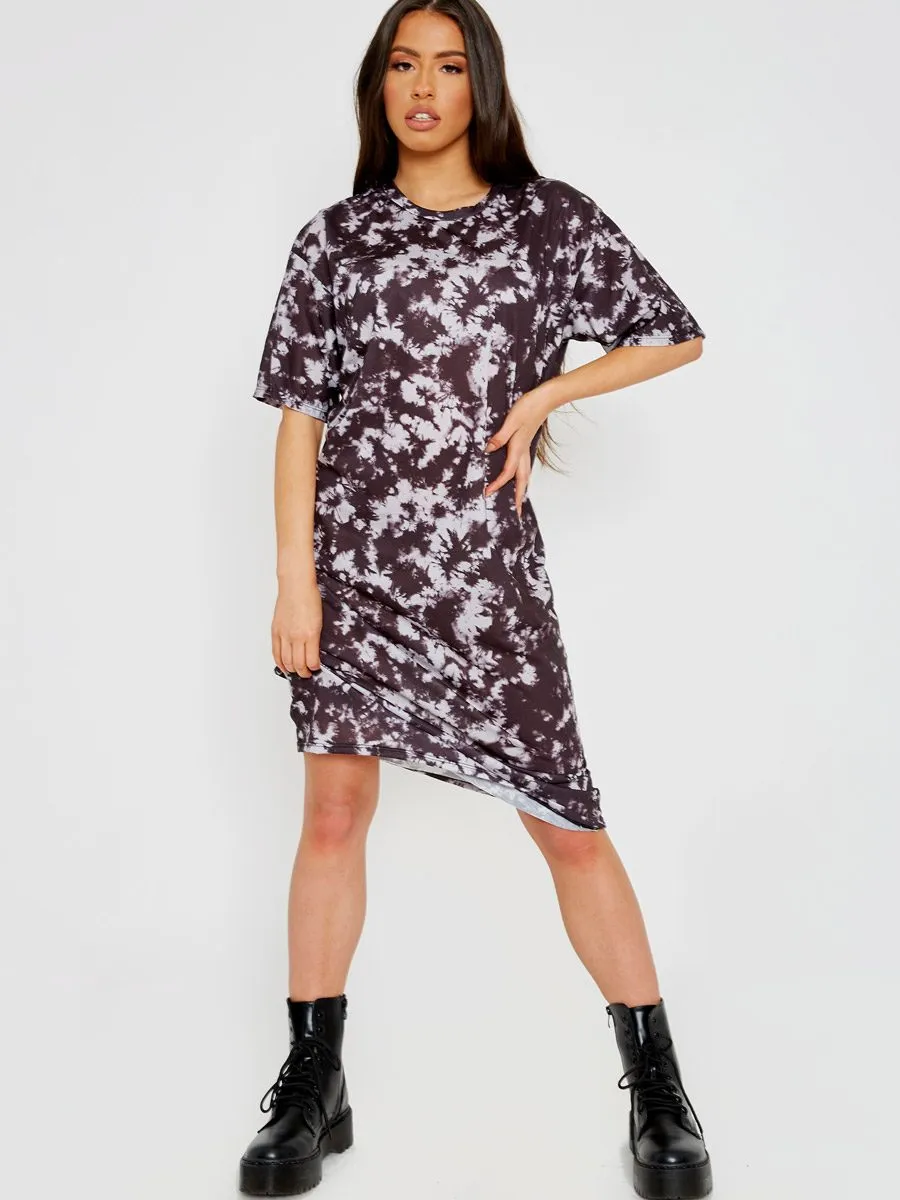 Paris Tie-Dye Midi Dress In Black sold by Vivichi