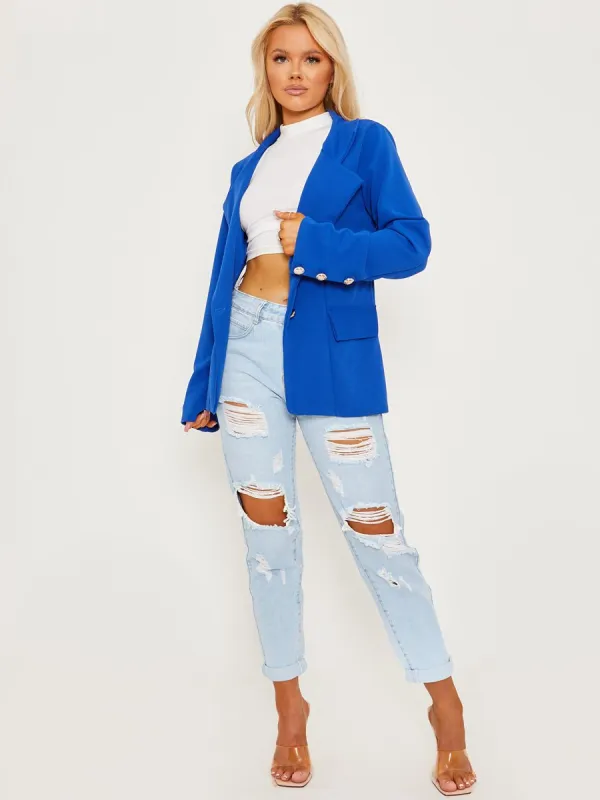 Keith Straight Fit Single Button Blazer In Royal sold by Vivichi