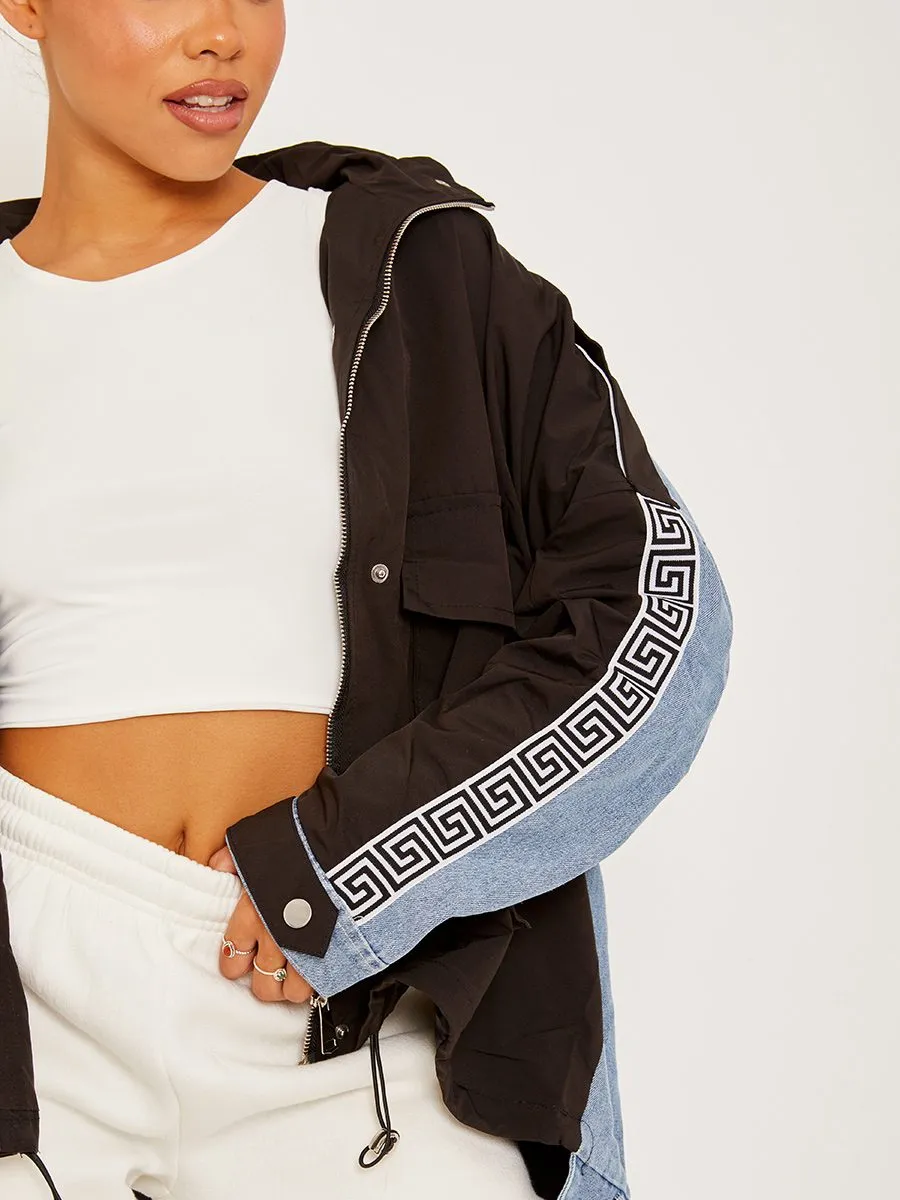 Aime Contrast Colour Block Denim Jacket In Black sold by Vivichi product image thumbnail 3