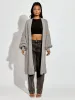 Clara Balloon Sleeves Knitted Open Cardigan In Grey sold by Vivichi