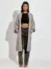Clara Balloon Sleeves Knitted Open Cardigan In Grey sold by Vivichi