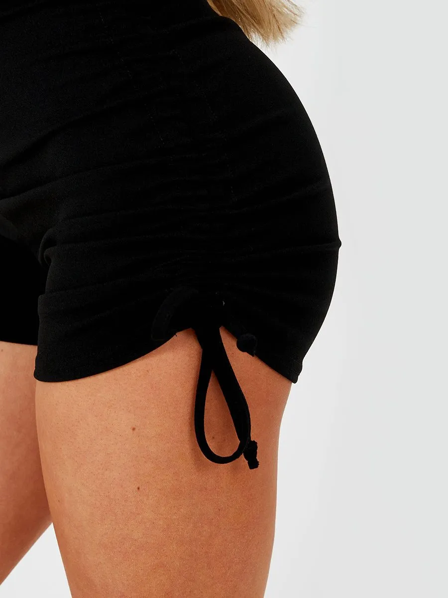 Kathryn Functional Drawstring Ruched Crop Top & Shorts Co-ord In Black sold by Vivichi product image thumbnail 2