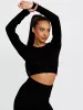 Daya Patricia Long Sleeves Ribbed Crop Top & Leggings Co-ord In Black sold by Vivichi