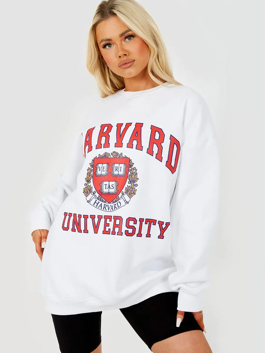Jane HARVARD Graphic Sweatshirt Jumper In White sold by Vivichi product image thumbnail 4