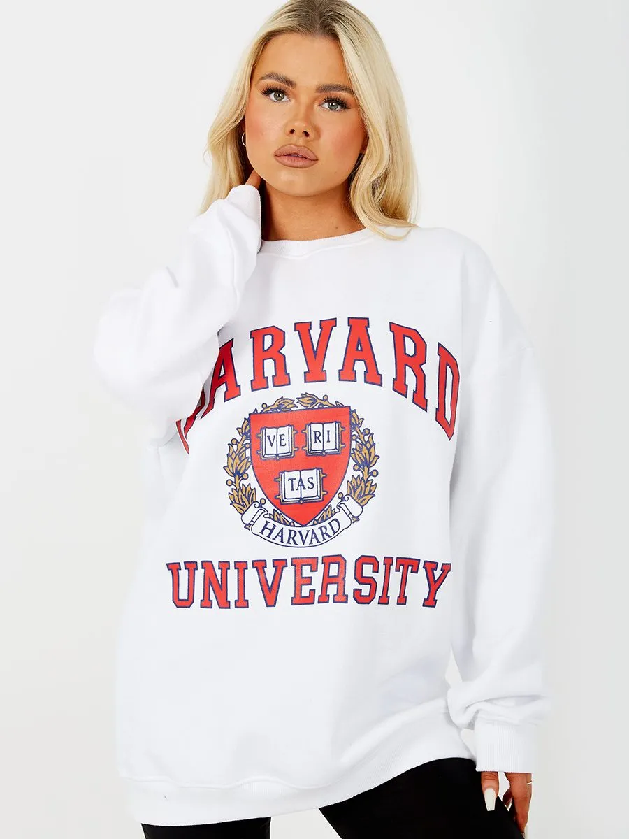 Jane HARVARD Graphic Sweatshirt Jumper In White sold by Vivichi