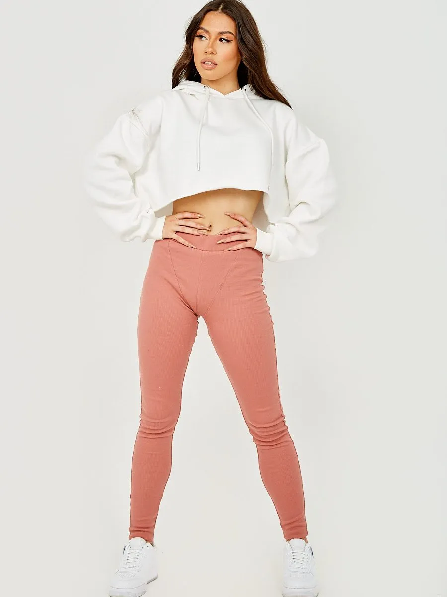 Ruth Seam Detail Ribbed Leggings In Pink sold by Vivichi product image thumbnail 2