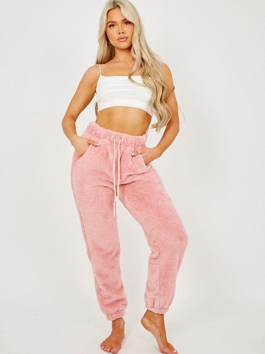 Grace Teddy Bear Borg Jogger In Pink sold by Vivichi product image thumbnail 4